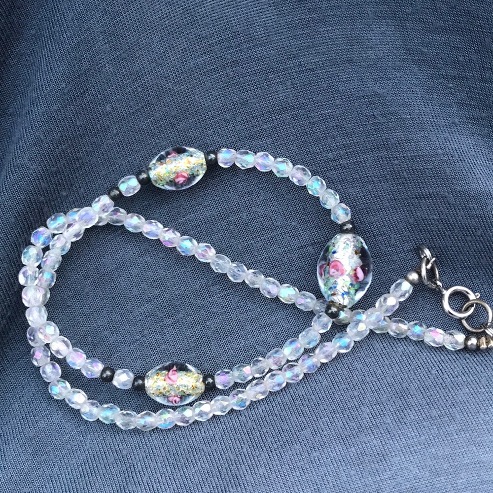 VTG Fire Opal/Moon Glow Bead Foil Glass Venetian